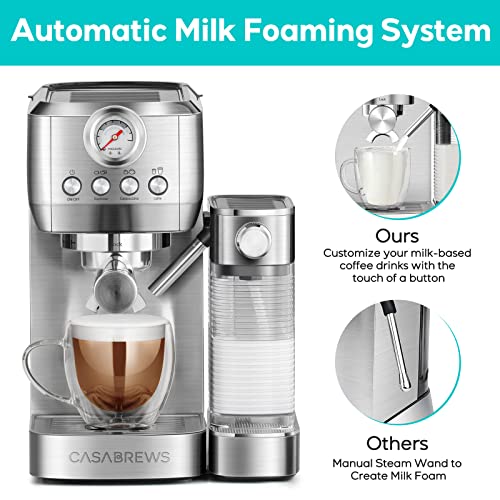  Spresso Machine 20-Bar, Stainless Steel Espresso Maker With Automatic Milk Frother, Compact Cappuccino Machine With 49 Oz Removable Water Tank For Cappuccino, Latte, Macchiato, Gift For Coffee Lovers