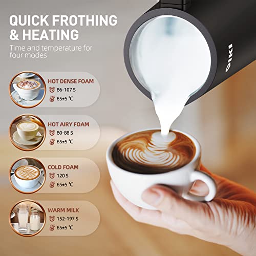  Milk Frother, 4 IN 1 Electric Milk Steamer, Frother For Coffee, Automatic Silent Hot & Cold Foam Maker With 4 Whisks For Latte, Cappuccinos, Milk Warmer Heater, Non-Stick Interior, Black