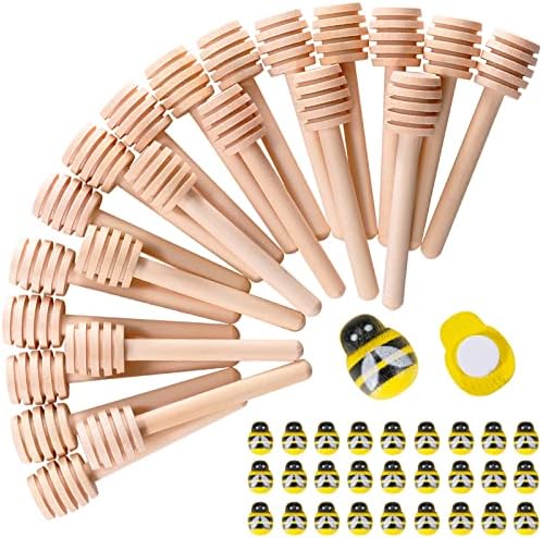  24 Pcs Honey Dipper Sticks, 3 Inch Mini Wooden Honeycomb Stick, Small Honey Spoons Stirrer Stick For Honey Jar Dispense Drizzle Honey And Wedding Party Favors Gift