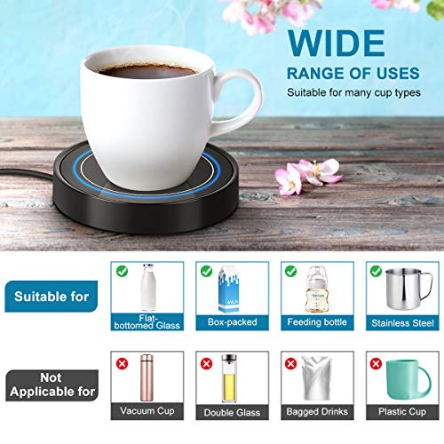  Coffee Mug Warmer, Electric Beverage Warmers For Office Home Desk Use, Smart Cup Warmer Thermostat Coaster For Hot Coffee Tea Espresso Milk Candle Wax With Gravity Switch Auto On/Off 135F
