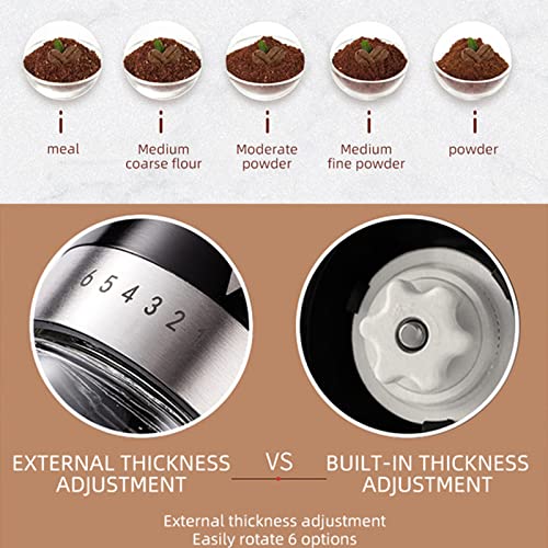  Manual Coffee Bean Grinder With Adjusted 6 Different Coarseness Setting Stainless Steel Shell With Removable Handle,LIODOR Manual Coffee Grinder Coffee Beans Ceramic Burr Coffee Grinder