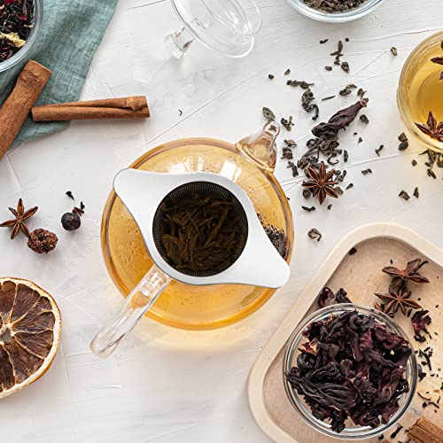  Tea Infuser Basket, Extra Fine Mesh Tea Strainers For Loose Tea, 18/8 Stainless Steel Loose Leaf Tea Steeper With Coaster Lid And Double-sided Handle, Tea Diffuser With Large Capacity