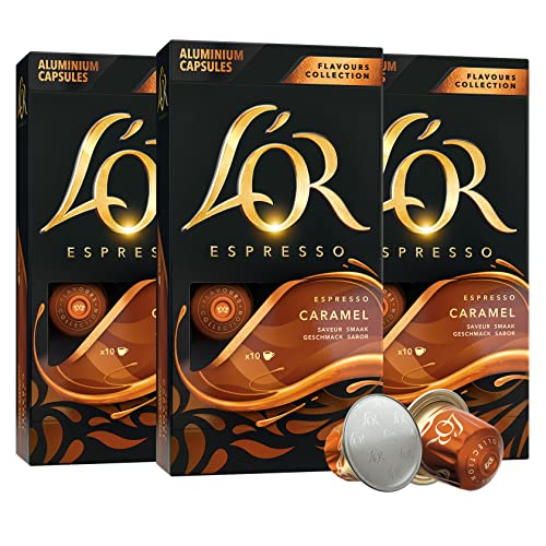  Espresso Capsules, 30 Count Caramel, Single-Serve Aluminum Coffee Capsules Compatible With The L'OR BARISTA System & Nespresso Original Machines