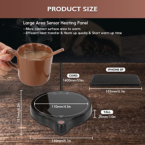  200W Coffee Mug Warmer For Desk (Up To 212 ℉), 5 Temperature Levels & 8-Hours Auto Shut Off Coffee Cup Warmer For Warming & Heating Coffee, Milk, Tea, Hot Chocolate, Etc.(No Cup)(Black, RD01)