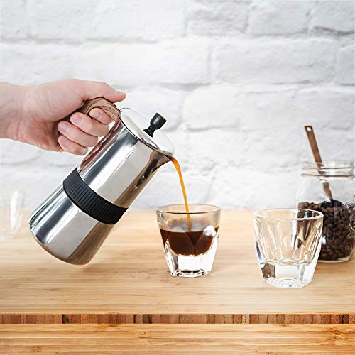  6 Cup Moka Maker With Wood Pattern Handle