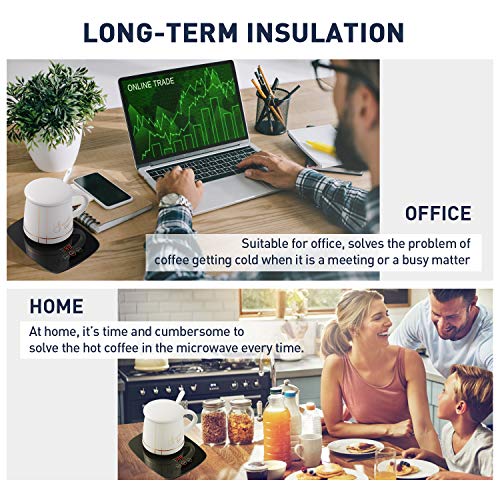  Nicelucky Coffee Mug Warmer For Desk With Heating Function 25 Watt Electric Beverage Warmer With Adjustable Temperature 131℉/ 55℃or 167℉/ 75℃ (Without Mug)