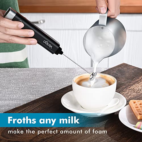  Handheld Milk Frother, Battery Operated Electric Foam Maker And Mixer For Drinks, Perfect For Bulletproof Coffee, Matcha, Cappuccino, And Hot Chocolate (Black)