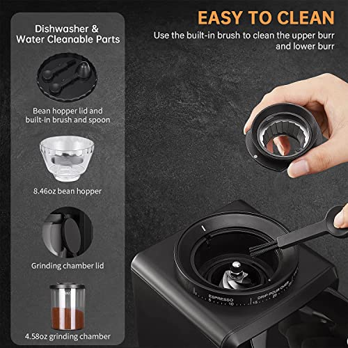  Burr Coffee Grinder, Adjustable Electric Coffee Grinder With 35 Precise Grind Setting, Coffee Bean Grinder With 8.46oz Capacity For Aeropress, Drip Coffee, Espresso, French Press, Moka Pot