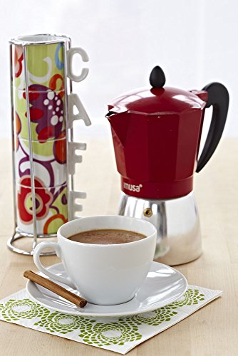  USA Red Aluminum Stovetop 6-cup Classic Italian And Cuban Espresso Maker (B120-43T)