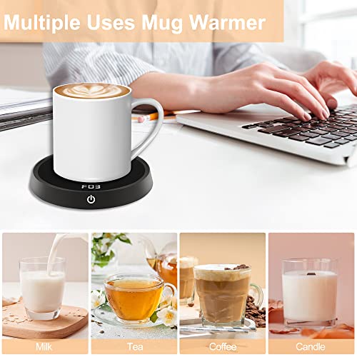  Coffee Mug Warmer, Coffee Warmer For Desk, Coffee Cup Warmer With 3 Temperature Settings & 4 Hours Auto Shut Off, Electric Beverage Warmer For Tea Milk And Cocoa