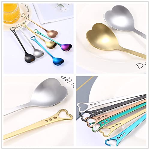 Kitchen Dessert Spoon Ice Cream Spoon Coffeeware Stainless Steel Coffee Spoon Mixing Spoon Heart Shaped(Gold)