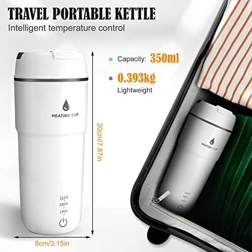  Travel Electric Kettle Anpress Portable Electric Tea Kettle 350ml One Cup Hot Water Boiler Small Electric Kettle Auto Shut Off, 3 Preset Heat Setting, Mini Personal Kettle For Travel And Coffee, White