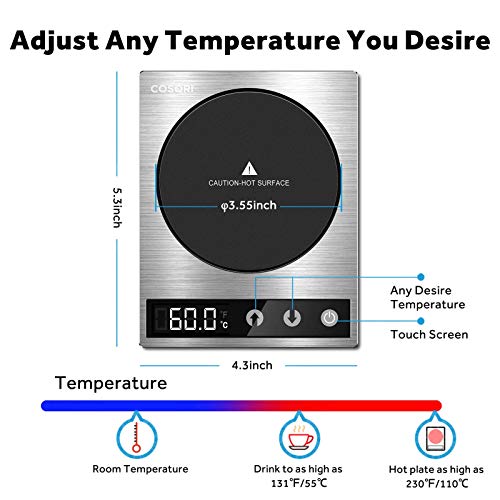  Coffee Mug Warmer & Mug Set, Beverage Cup Warmer For Desk Home Office Use, Coffee Gifts, Electric 24 Watt, Touch Tech & LCD Digital Display, 304 Stainless Steel, 17 Oz, Mug Lid