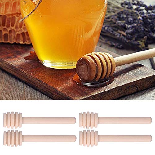  50PCS 8CM Wood Honey Dipper Sticks Honey Stirrer Dispensing Wand For Wedding Party Favors Honey Jar Dispense Drizzle Honey