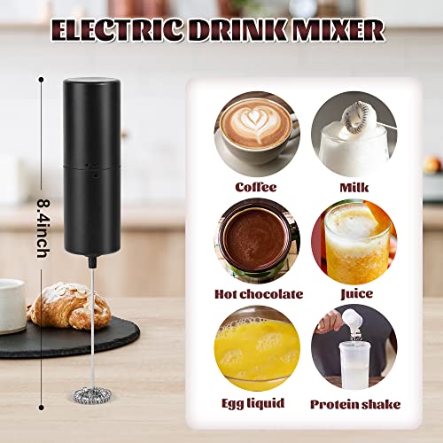  High Value Milk Frother Handheld Black, Battery Operated Beverage Mixer, Mini Coffee Mixer For Latte, Cappuccino, Matcha, Hot Chocolate