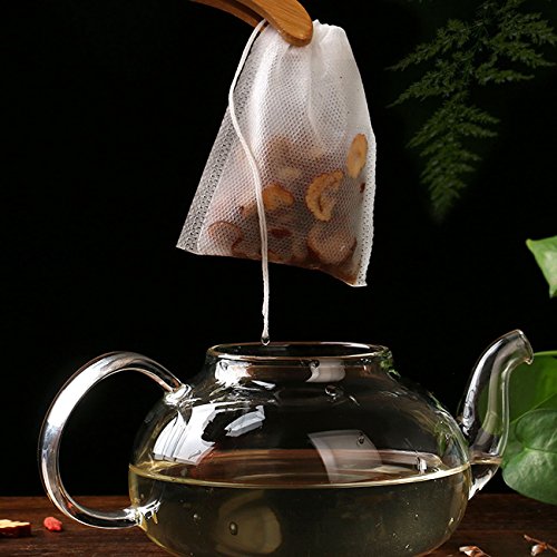  200 Pcs Disposable Tea Filter Bags Empty Cotton Drawstring Seal Filter Tea Bags For Loose Leaf Teal（3.54 X 2.75 Inch）