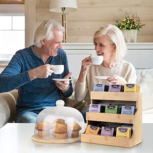 HEODORE Vertical Tea Bag Organizer - Bamboo Tea Bag Holder. Holds 180 Tea Bags.Elegant And Practical Wooden Tea Box For Tea Storage For Home, Office Or Café. Can Also Hold Sugar Packets And Creamers