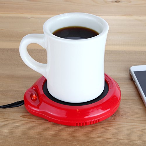  - Mug Warmer, Multipurpose Heating Pad For Desktop Heated Coffee & Tea Or Candle & Wax Warmer, Red Finish