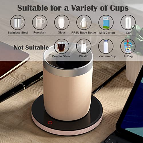  Ug Warmer For Coffee And Tea, Midgod Electric Beverage Warmers For Travel, Office Home Desk Use, Smart Thermostat Coaster Keep Coffee, Beverage, Milk, Tea And Hot Chocolate Warm -Pink