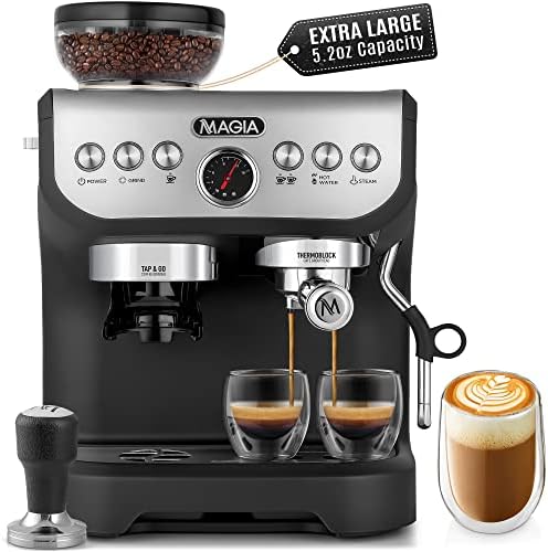  Magia Super Automatic Coffee Espresso Machine - Durable Automatic Espresso Machine With Grinder - Espresso Coffee Maker With Easy To Use 7” Touch Screen, 20 Coffee Recipes, 10 User Profiles
