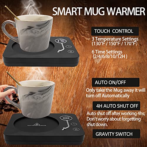  Ug Warmer - Coffee Mug Warmer For Desk - Auto Shut Off Coffee Warmer With 2-12Hrs Timer And 3 Temperature Setting, Portable Cup Warmer For Beverage, Coffee, Milk, Tea, Candle Wax, Ideal Xmas Gift