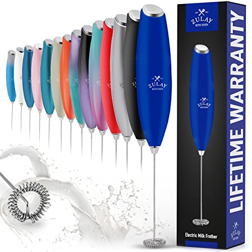  Powerful Milk Frother For Coffee With Upgraded Titanium Motor - Handheld Frother Electric Whisk, Milk Foamer, Mini Blender And Electric Mixer Coffee Frother For Matcha, No Stand - Royal Blue