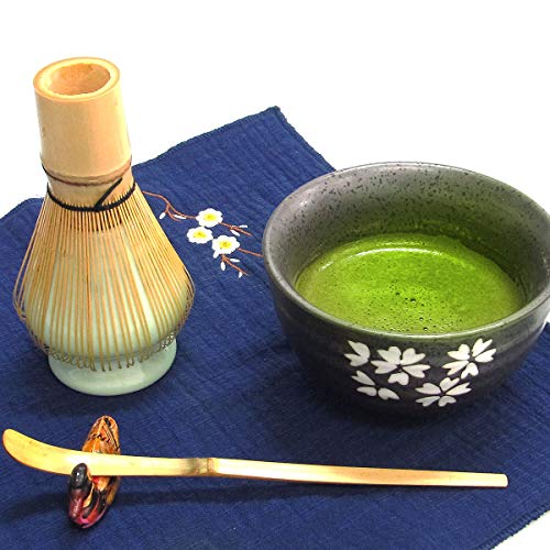 Japanese Matcha Tea Set, Matcha Whisk, Traditional Scoop, Matcha Bowl, Black Bamboo Tray, Ceramic Whisk Holder, Matcha Caddy, Handmade Matcha Ceremony Kit For Japanese Tea Ceremony (10Pcs)