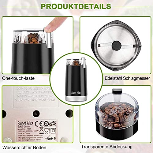  Coffee Grinder Electric Quiet Coffee Bean Blade Grinders Stainless Steel For Spice Herbs Nuts Cereals Grain Mills