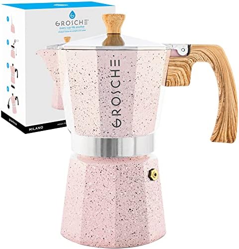 Milano Stovetop Espresso Maker Moka Pot 6 Espresso Cup - 9.3 Oz, White - Cuban Coffee Maker Stove Top Coffee Maker Moka Italian Espresso Greca Coffee Maker Brewer Percolator