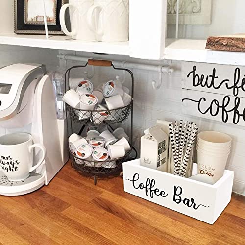  Coffee Bar Box Coffee Station Wooden Holder Farmhouse Kitchen Decor Rustic Coffee Bar Wood Organizer Storage Gift For Coffee Lover