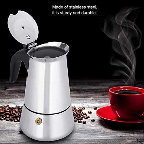  Portable Stainless Steel Coffee Pot Moka Espresso Maker Mocha Pot Ideal For Home, Camping & Travel(100ml)