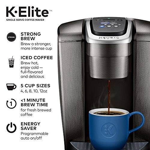 Keurig® K-Elite Brushed Slate Single Serve Coffee Maker Milk Frother For Hot And Cold Milk Foam