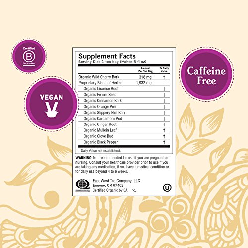  Tea - Throat Comfort (4 Pack) - Soothes The Throat With Wild Cherry Bark, Licorice Root, Mullein, And Ginger - Caffeine Free - 64 Organic Herbal Tea Bags