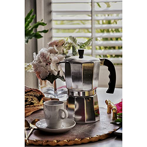  USA B120-45V Extra Large Aluminum Stovetop 12-cup Classic Italian And Cuban Espresso Maker (B120-45V), Silver