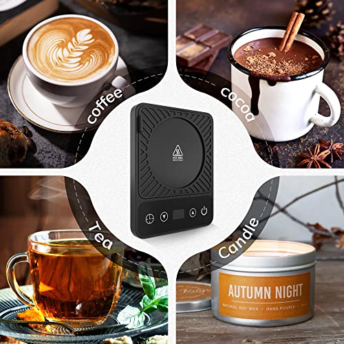  Cup & Mug Coffee Warmer For Desk, Electric Beverage & Candle Warmer With Auto Off, Smart Kitchen Gadget For Heating Coffee, Hot Chocolate, Tea, And Milk (Cup Excluded, Black)