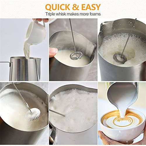  Coffee And Milk Frother, Handheld Electric Foam Whisk For Lattes And Coffee Drink Mixer