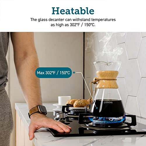  Pour Over Coffee Maker With Double-layer Stainless Steel Filter, Coffee Dripper Brewer & Glass Coffee Pot, High Heat Resistant Decanter, 34 Ounce