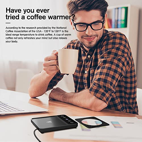  Cup & Mug Coffee Warmer For Desk, Electric Beverage & Candle Warmer With Auto Off, Smart Kitchen Gadget For Heating Coffee, Hot Chocolate, Tea, And Milk (Cup Excluded, Black)