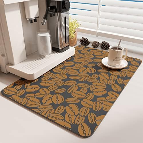  -Coffee Mat-Coffee Bar Accessories-Absorbent Stain Resistant Drying Mat Fit Under Coffee Maker Machine Coffee Pot Tray Espresso Machine-Coffee Station Accessories And Decor-12”x19”