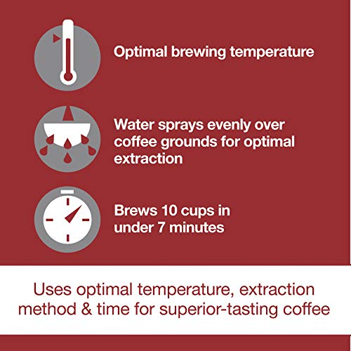  Wolf Gourmet Programmable Coffee Maker System With 10 Cup Thermal Carafe, Built-In Grounds Scale, Removable Reservoir, Red Knob, Stainless Steel (WGCM100S)