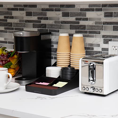  Mind Reader Anchor Collection, 7-Compartment Coffee Cup And Condiment Dispenser, Countertop Organizer, Set Of 2, Black