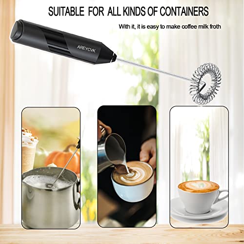  Handheld Milk Frother Small Mixer For Drinks Whisk Frother Of Battery Operated,Stainless Steel Frother Forlatte,cappuccino,hot,chocolate, Matcha(BLCAK)