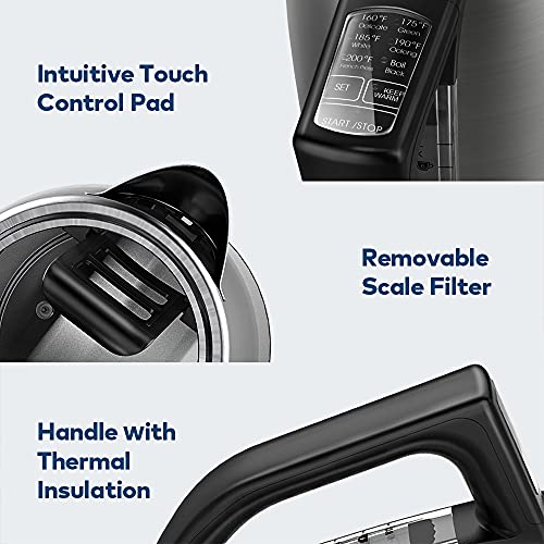  Electric Kettle Temperature Control Stainless Steel 1.7 L Tea Kettle, BPA-Free Hot Water Boiler With LED Light, Auto Shut-Off, Boil-Dry Protection, Keeping- Warm, 1500W Fast Boiling