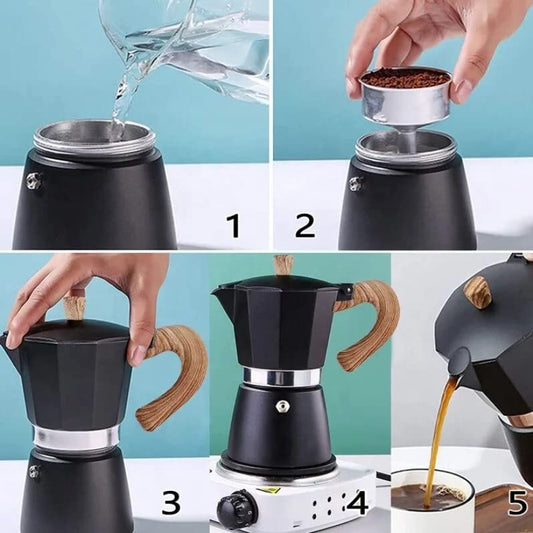  Uban Coffee Starter Kit | Cafecito 6 Cups Moka Pot Set | Cafetera Cubana Stovetop Espresso Maker Set