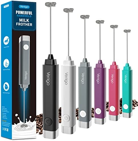  Handheld Milk Frother, Battery Operated Electric Foam Maker And Mixer For Drinks, Perfect For Bulletproof Coffee, Matcha, Cappuccino, And Hot Chocolate (Black)