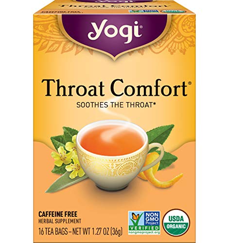  Tea - Throat Comfort (4 Pack) - Soothes The Throat With Wild Cherry Bark, Licorice Root, Mullein, And Ginger - Caffeine Free - 64 Organic Herbal Tea Bags