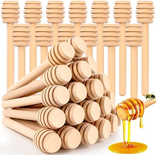  20Pcs Honey Dipper Sticks - Wooden Honey Dipper, 3 Inch Mini Honeycomb Stick, Honey Stirrer Stick For Honey Jar Dispense Drizzle Honey And Wedding Party Gift