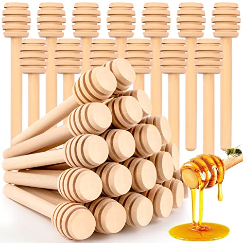 20Pcs Honey Dipper Sticks - Wooden Honey Dipper, 3 Inch Mini Honeycomb Stick, Honey Stirrer Stick For Honey Jar Dispense Drizzle Honey And Wedding Party Gift