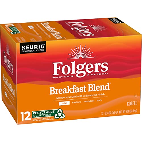 Folgers Breakfast Blend Mild Roast Coffee, 128 Keurig K-Cup Pods