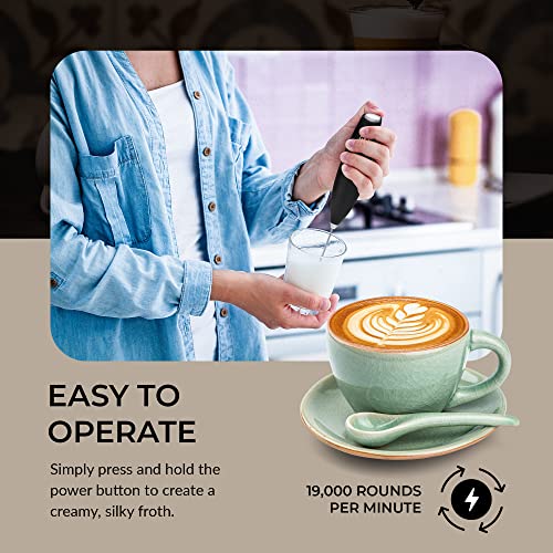  Wave | Powerful Electric Milk Frother With Stand | Milk Frother Handheld Drink Mixer And Matcha Whisk| BATTERIES INCLUDED!drink Mixer Handheld | Hand Frother, Electric Stirrer Coffee Mixer Wand